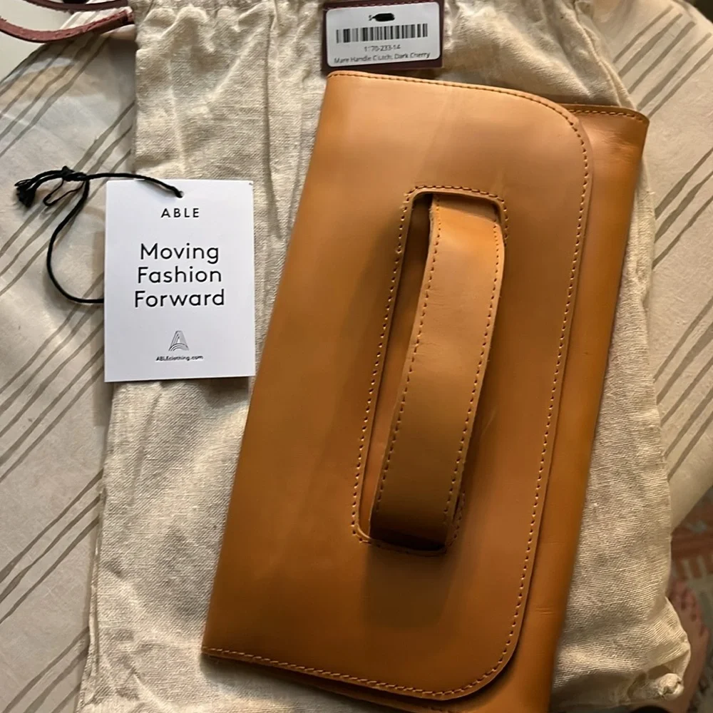 Able Tan Leather Wristlet Clutch - Picture 3 of 6